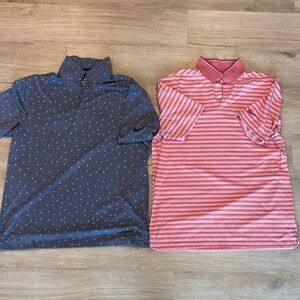 Two (2) Nike Golf Navy Floral Polo and Red Striped. Medium